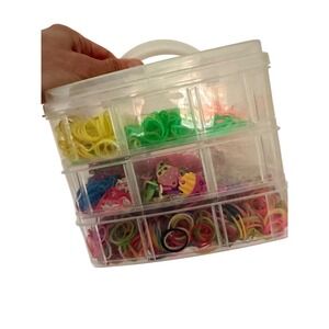 Rainbow Loom Rubber Band Craft Kit 3 Tier Storage Case with Charms and Bands